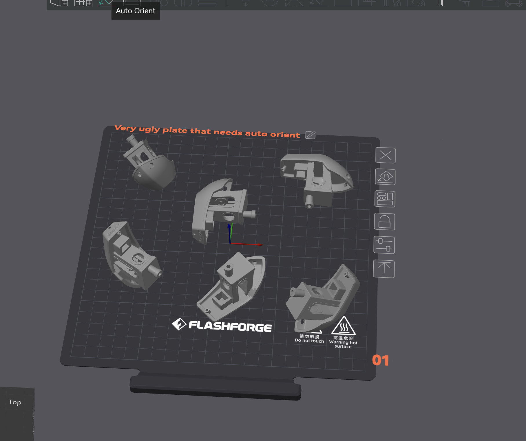 Unarranged parts in Orca Flashforge.